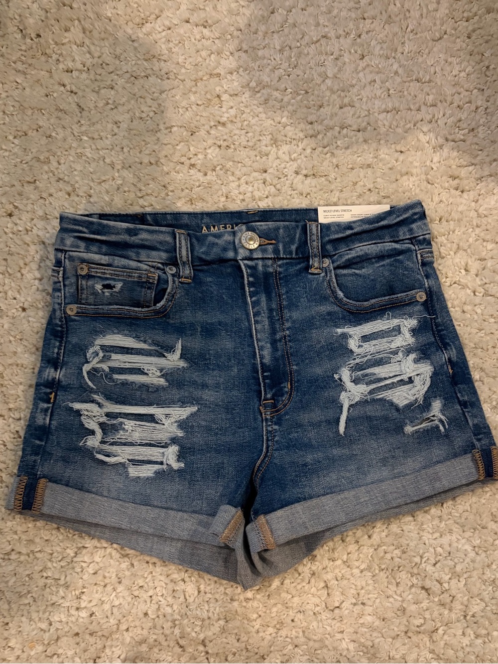 American Eagle Outfitters Distressed Blue Denim Jean Shorts